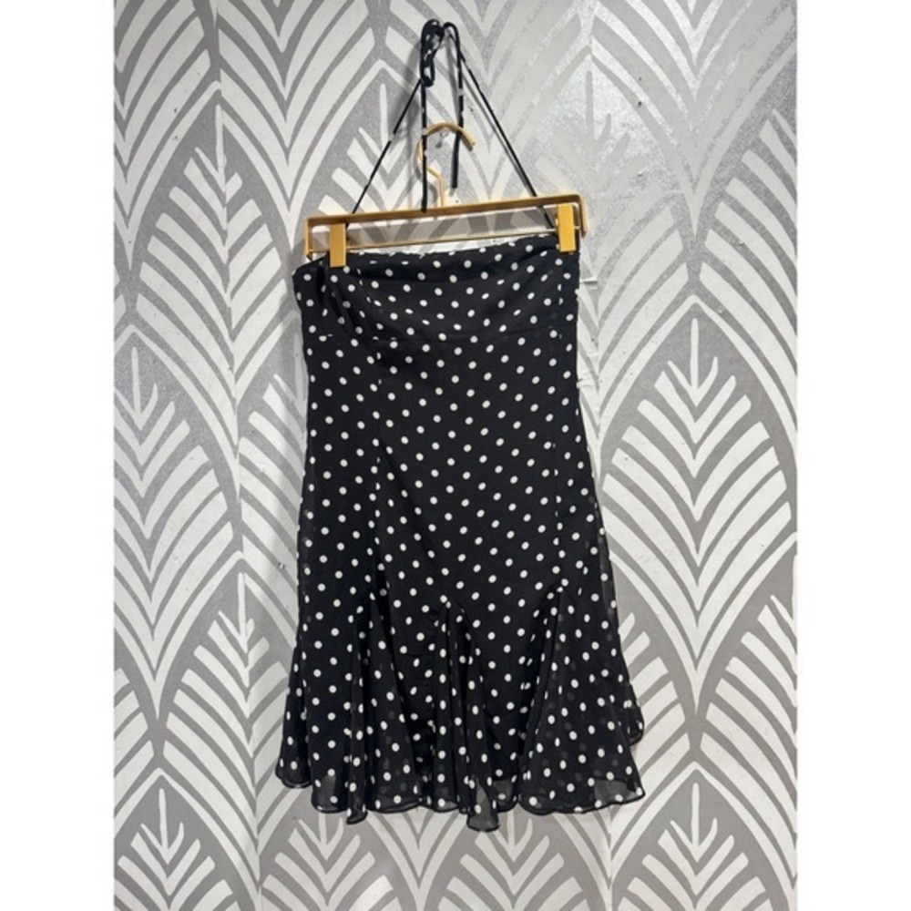 Princess Polly Polka Dot Halter Mini Dress Black White Ruffle Hem US 4 - Picture 5 of 8